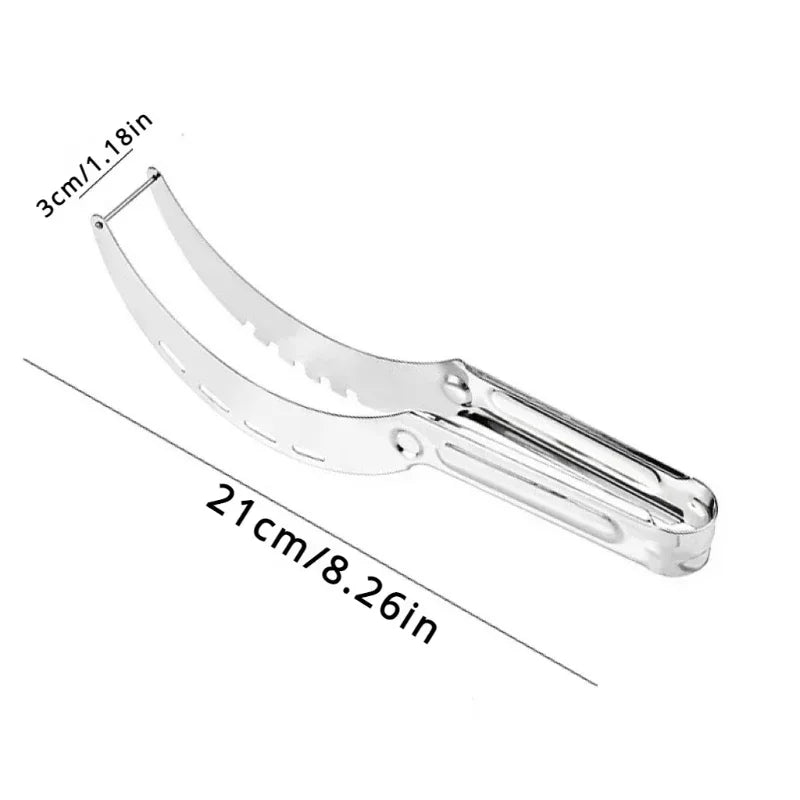 New Watermelon Cutting Stainless Steel Watermelon Fork, Fruit Spoon, Cutting Slice, Digging Ball, Watermelon Utensil Artifact Zpaxo as show