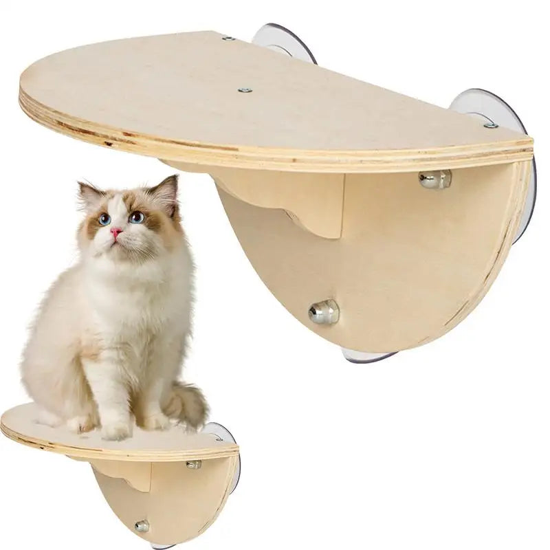 Cat Window Perch Space Saving Seat Kitten Climbing Wood Shelf 3