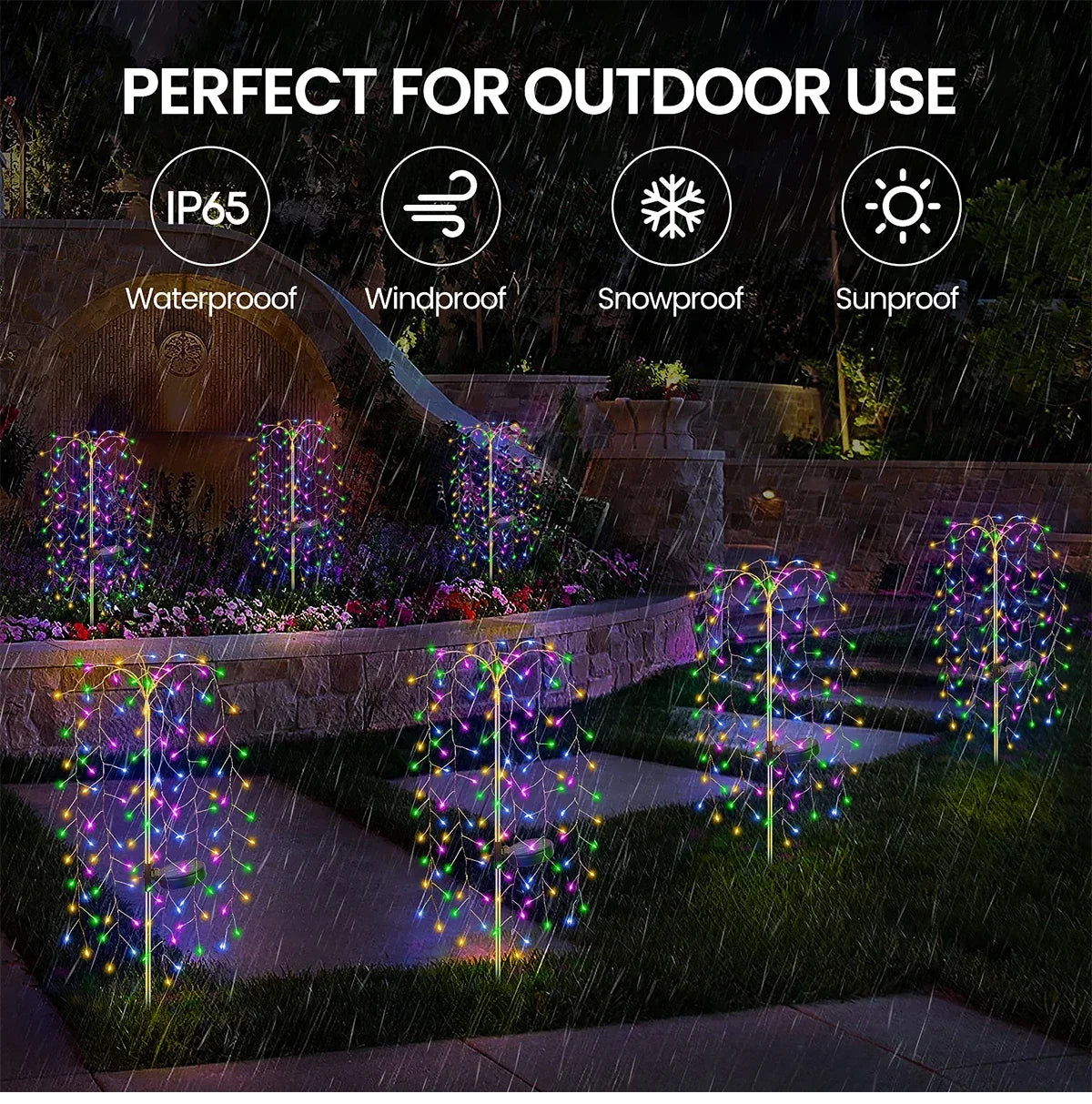 Solar Garden Lights Weeping Willow Lawn Lamp Landscape Yard Zpaxo