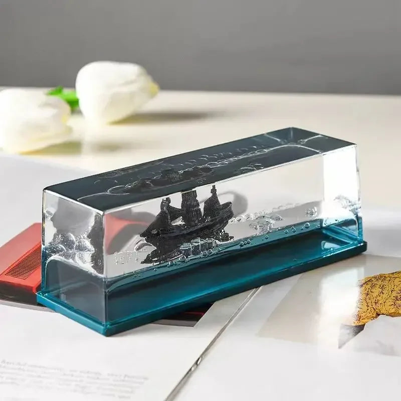 Hourglass Floating Boat Office Desktop Decorative Room Home