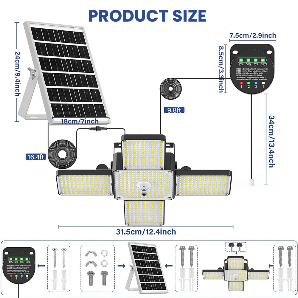 Solar Shed Light Motion Sensor 268LED Solar Pendant Light Indoor/Outdoor Battery Indicator IP65 Solar Powered Light Garage Barn Zpaxo Solar Light 2pcs