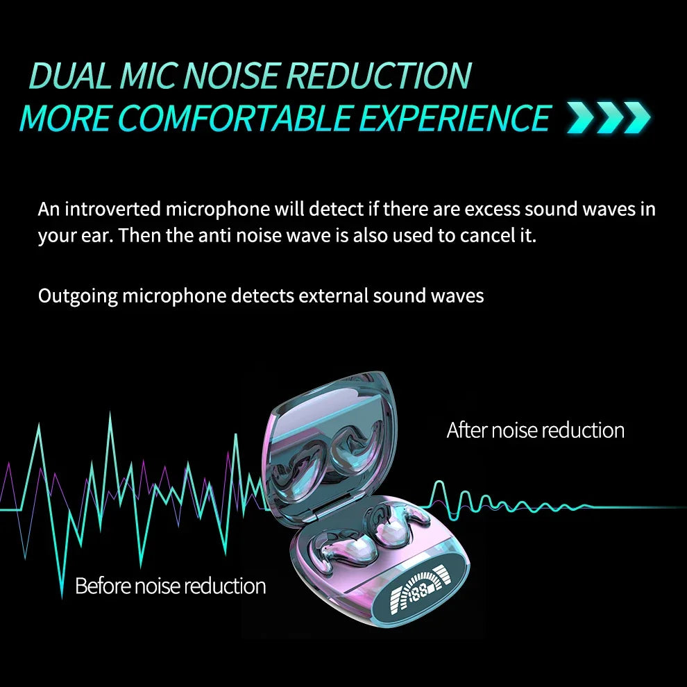 Sleep Invisible Stereo Headset Waterproof Wireless Bluetooth Earphone Earbuds with Mic for Phone Bluetooth 5.3 Headphones Zpaxo