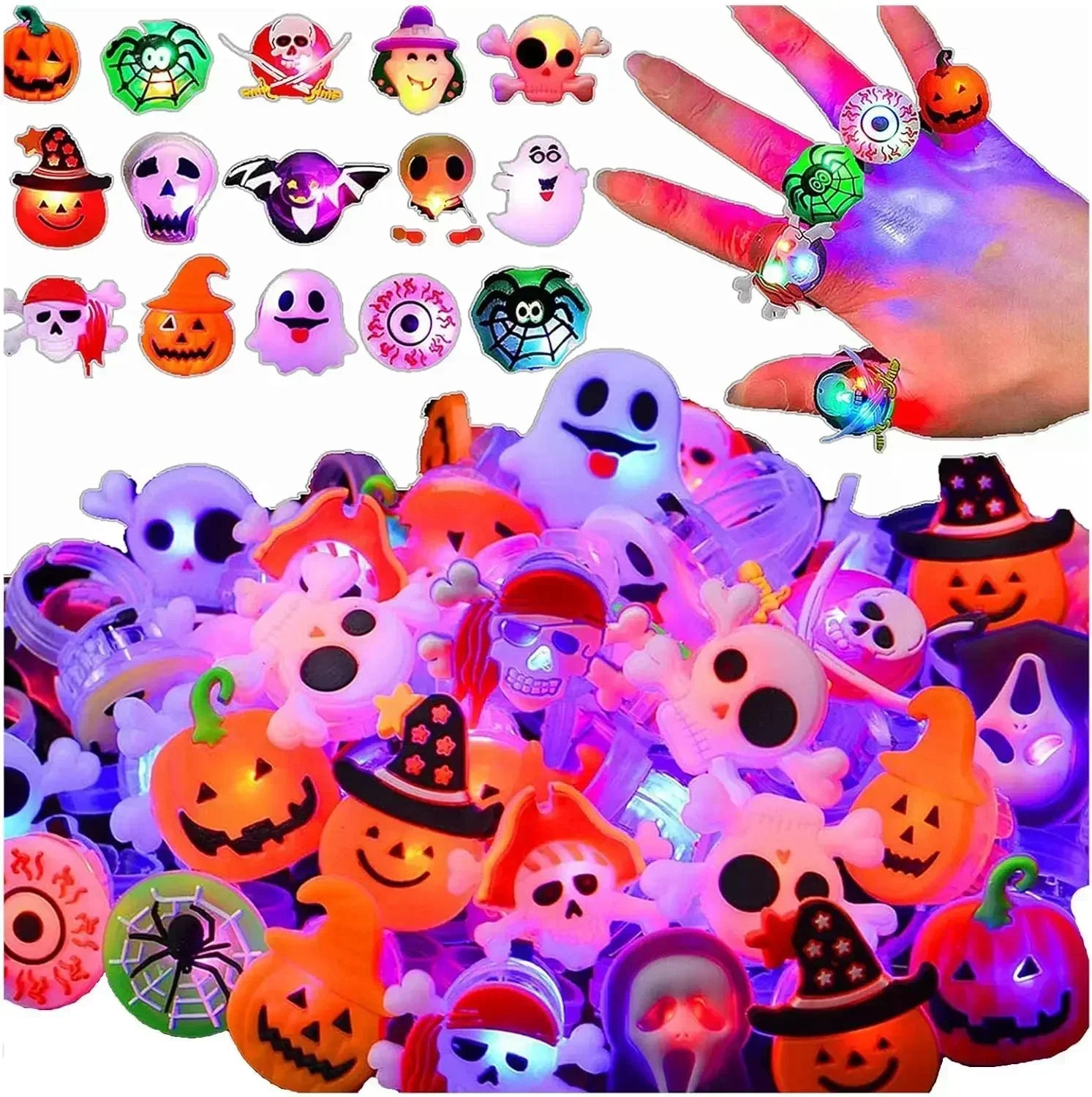 Halloween LED Light Up Rings Toys Kid Adult Costume Cartoon Party