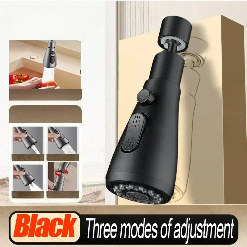 Universal Kitchen Faucet Extender 360° Swivel Aerator Plastic Splash Guard Strainer Sink Aerator Spout Kitchen Accessories Zpaxo black