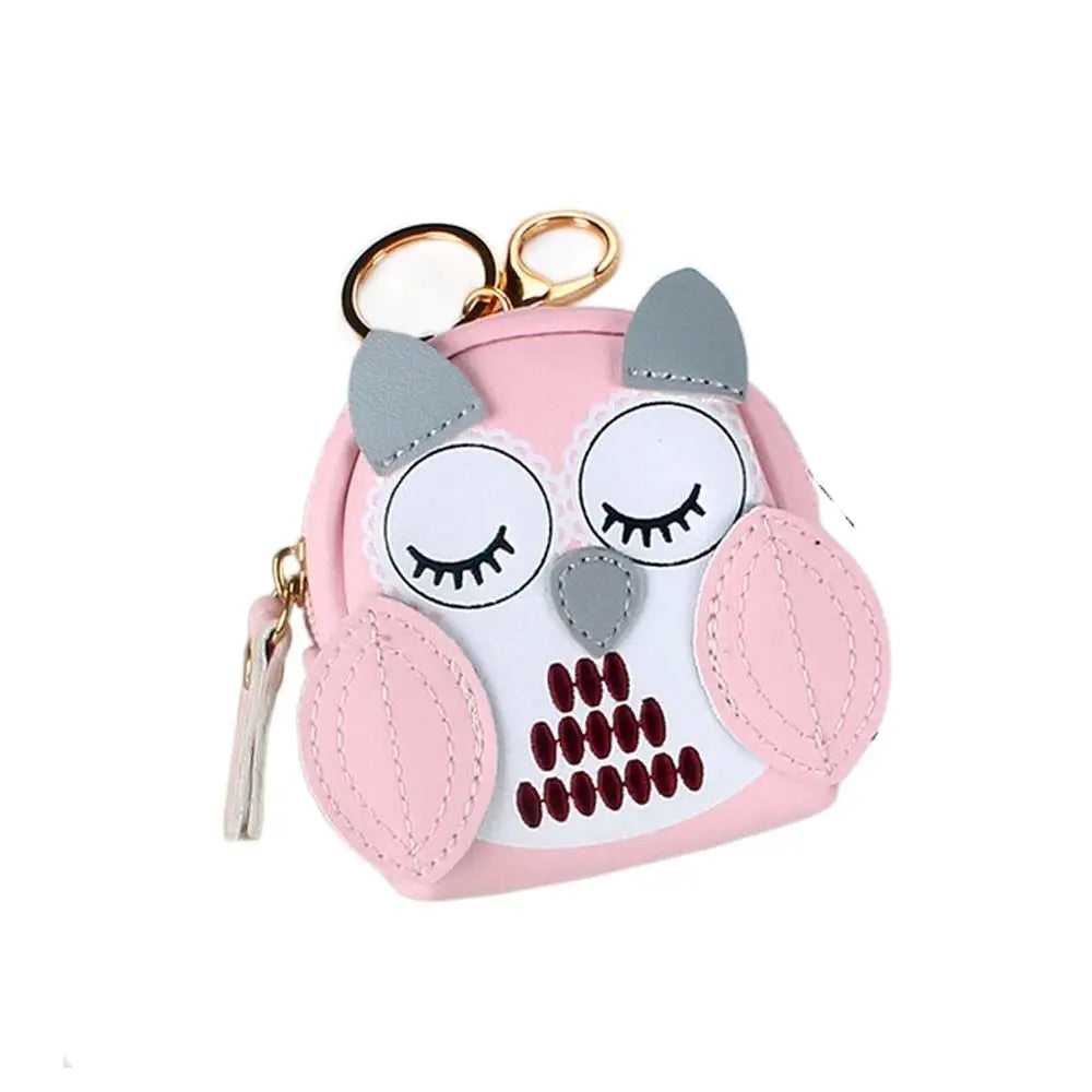 Card Holder Cute PU Leather Owl Clerk Lady Wallet Women Cartoon Car Key Chain School Bag Pendant Owl Coin Purse Key Bag Zpaxo