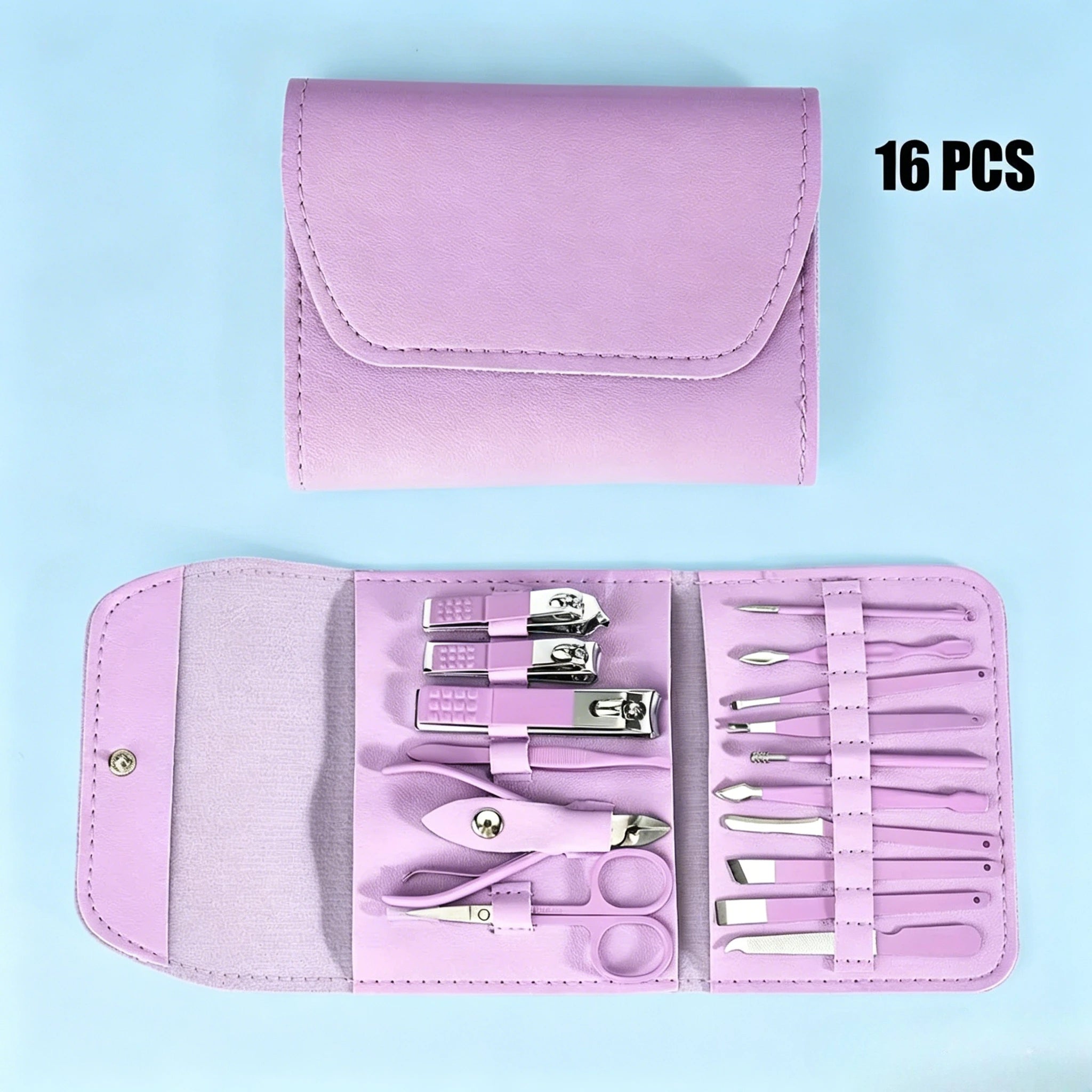 Professional 16Pcs Nail Clippers & Cuticle Nippers Manicure Pedicure Set Home Travel Nail Care Tools Kit Zpaxo PURPLE-f
