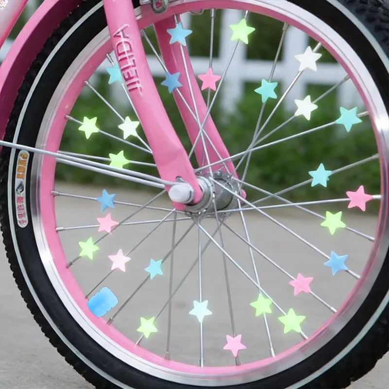 Glow-in-the-dark Spoke Beads Valve Caps Glowable Star Wheel Nipples