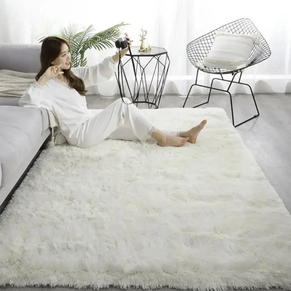 VIKAMA Silk wool Solid Colour Living Room Bedroom Bedside Sofa Soft Mat Home Light Luxury Non-slip Dirty Resistant Washable Rug Zpaxo