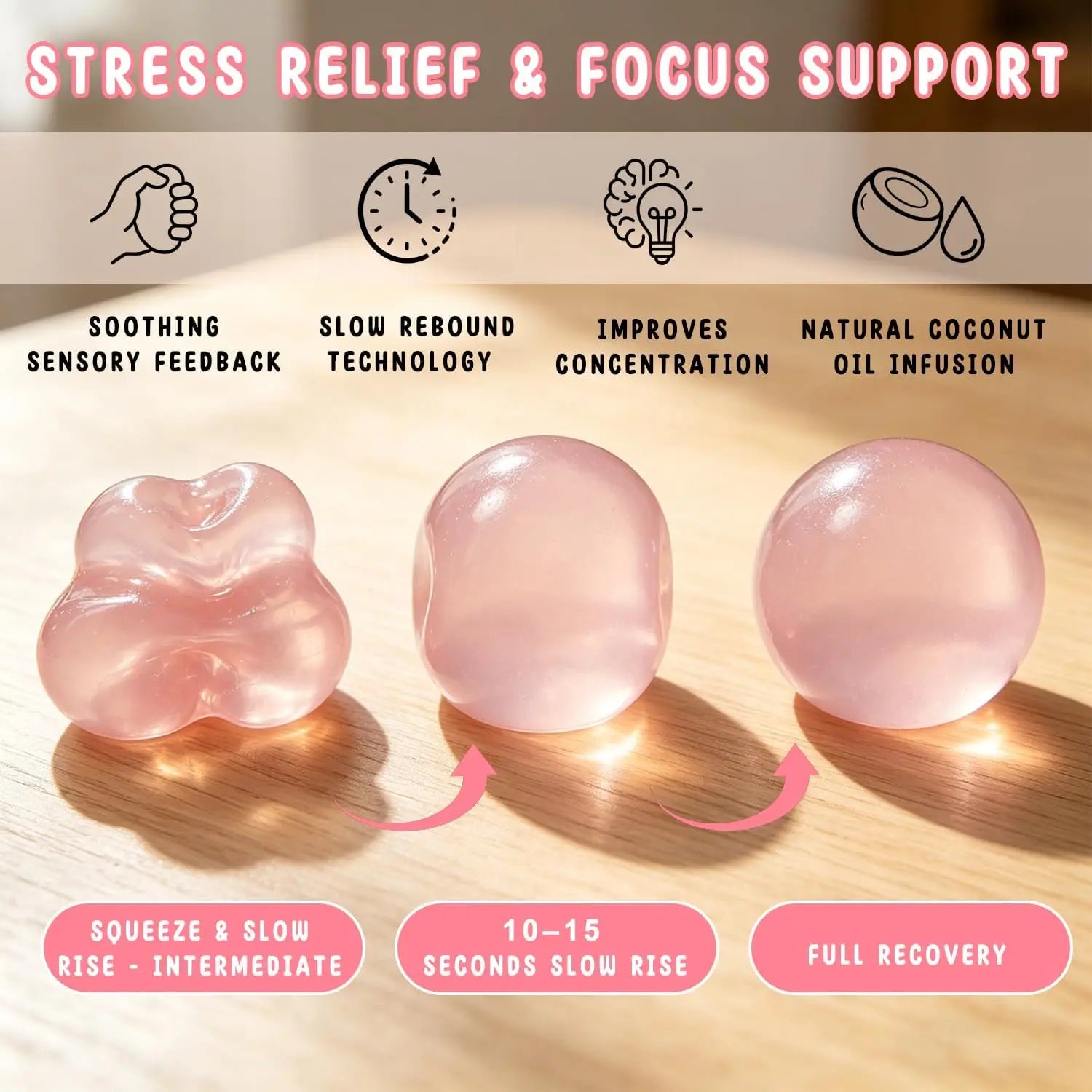 Premium Handmade Coconut Oil Slow Rebound Squishy Ball Translucent