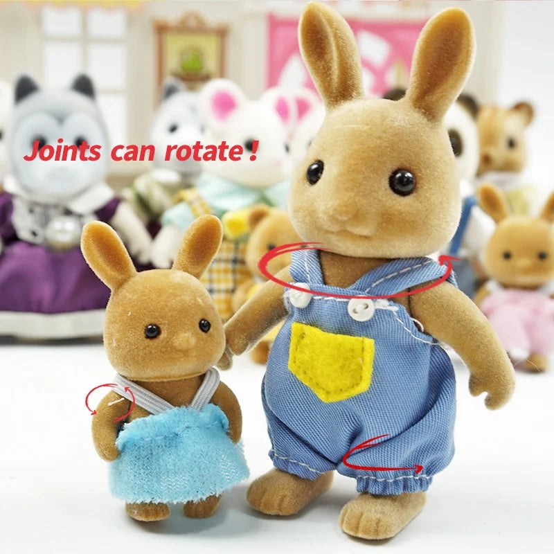 Simulation Forest Rabbit Family Doll Plush Toys Dollhouse Figures DIY