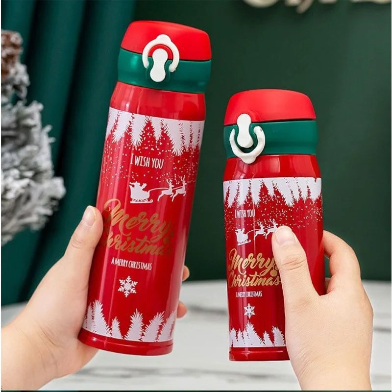 Kids Christmas Thermos – Cute Cartoon 304 Stainless Steel Gift Cup Kids Vacuum Thermos Zpaxo