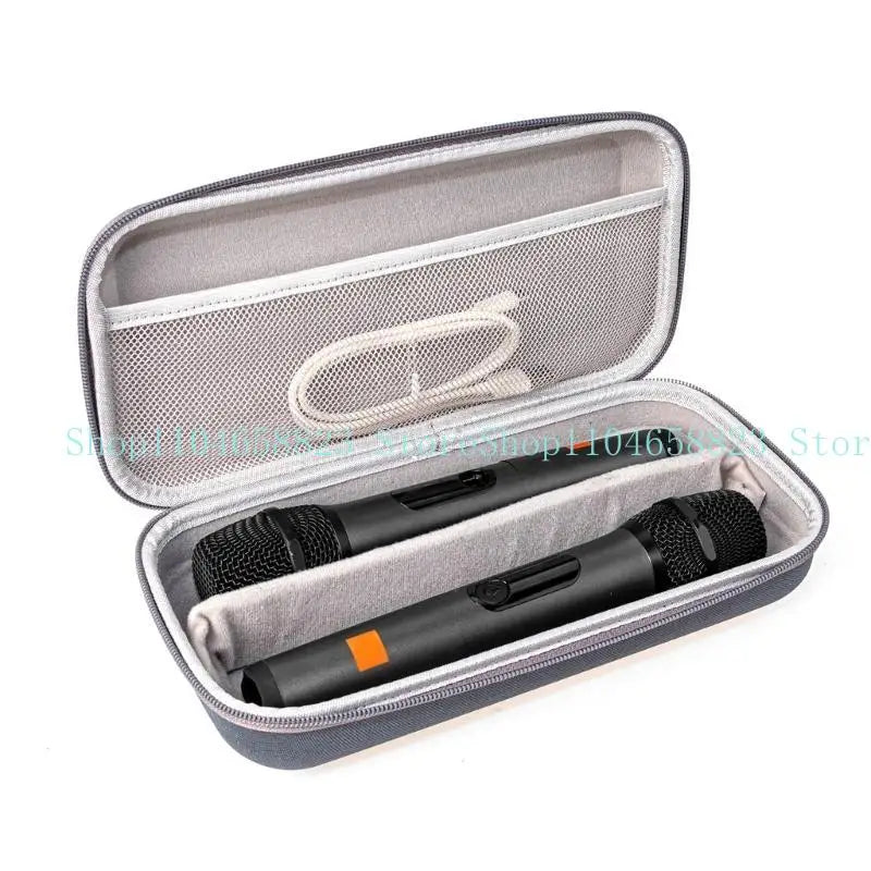 652F Portable Microphone Carrying Case EVA Shell with Soft Shockproof Lining Adjustable Divider For Travel Performances Zpaxo