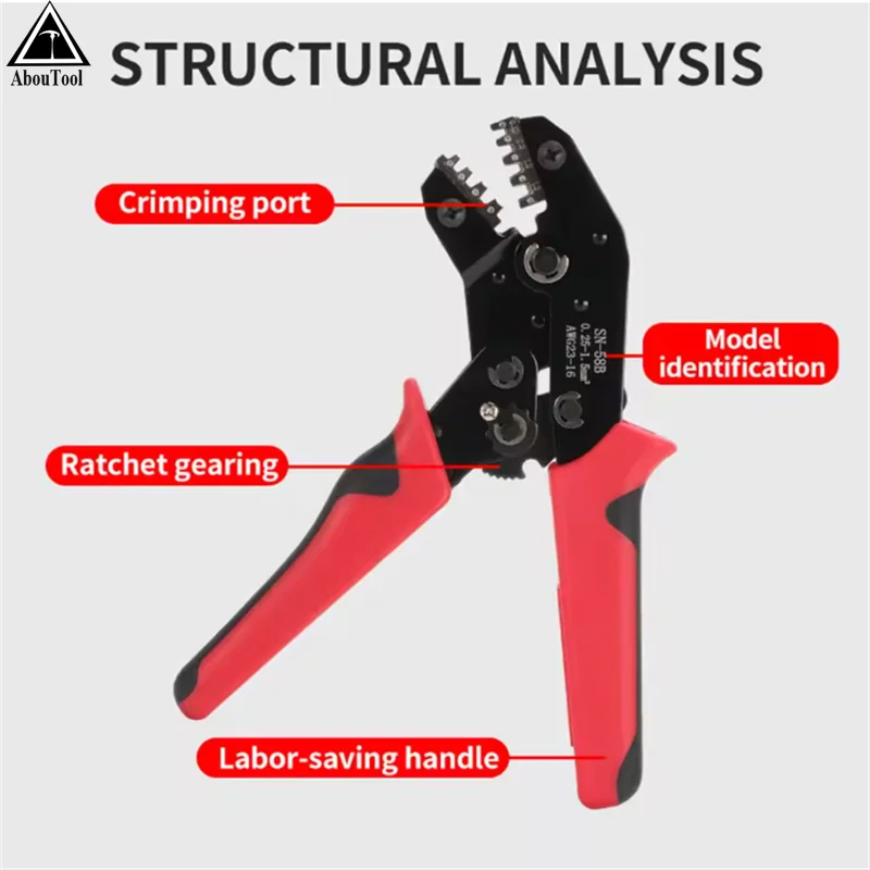 Professional Labor-Saving SN-58B Crimping Pliers Compatible with 6.3/4.8/2.8mm Spade Terminals for Precise Crimping for Dupont Zpaxo