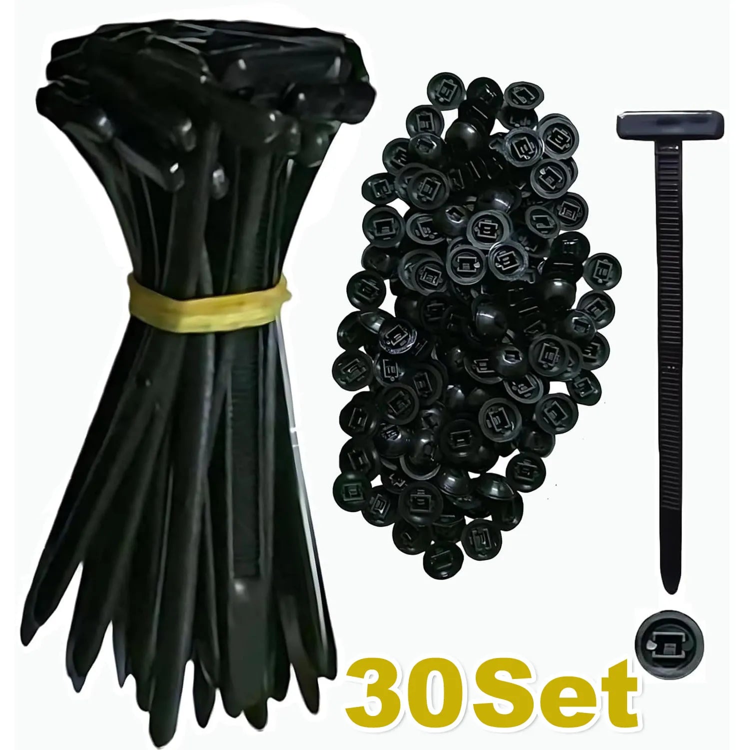 Universal Nylon Cable Tie Buckle Auto Fastener Screw Replacement Clip Car Fender Trunk Engine Guard Panel Wire Management Secure Zpaxo 30SET
