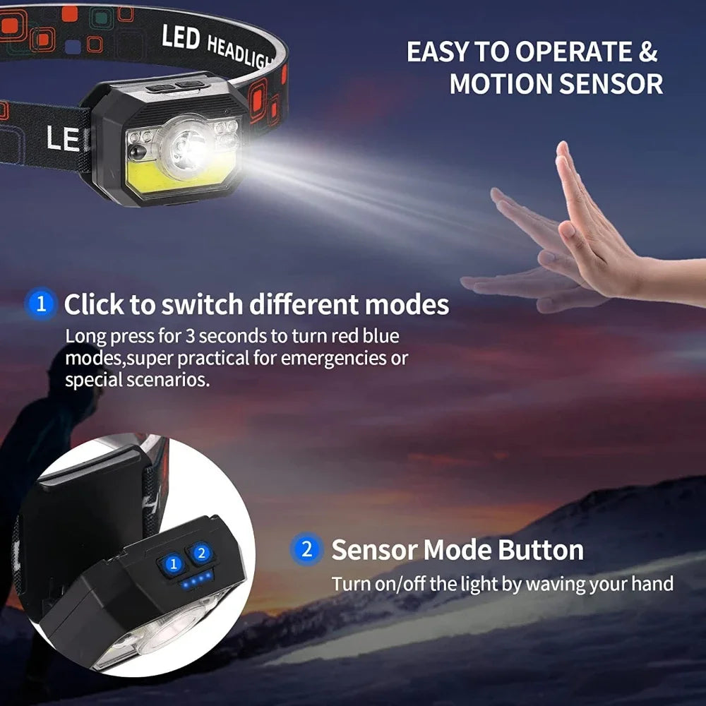 POCKETMAN IR Motion Sensor COB LED Headlamp | USB Rechargeable LED Headlamp Zpaxo