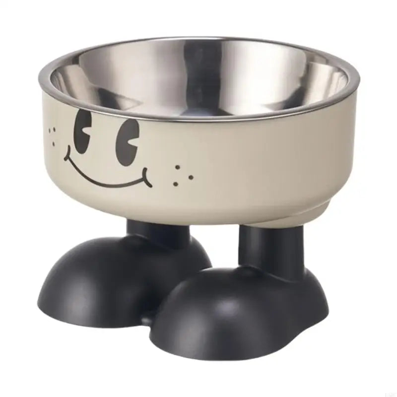 Modern Leg Pet Bowl Enhancing Neck Comfortable Stainless Steel Large Zpaxo Milk white CN