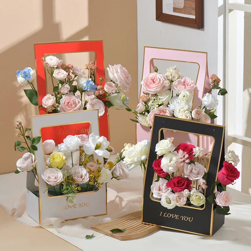 Kraft Paper Handheld Flower Box – Wedding & Party Bouquet Bag Flower Bouquet Bag Zpaxo