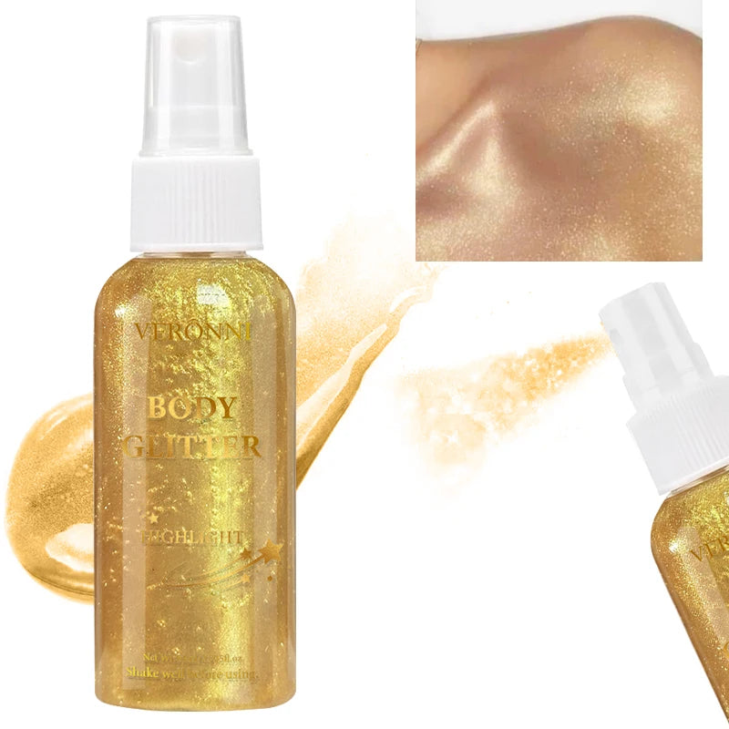 Glitter Hair Shimmer Spray,Multi-Purpose Body & Face Fine Mist Body Glow Body Highlighter Flakes Face,Body Hair Spray Makeup Zpaxo 02