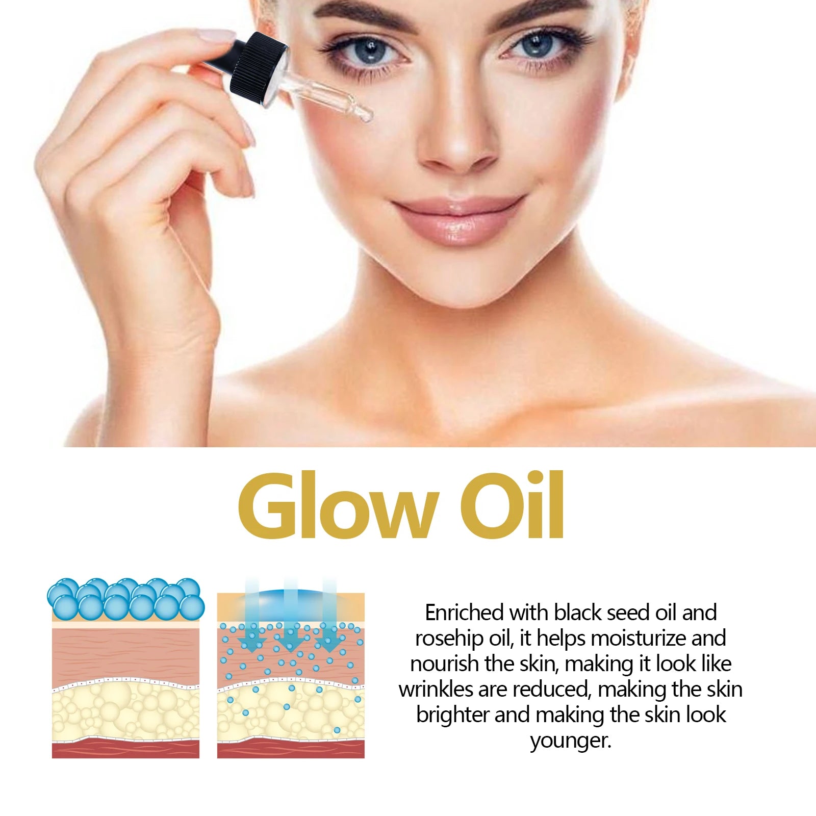 Facial Oil Anti Aging Face Treatment Hydrating Moisturizer Wrinkle Reducer for Dry Skin Rosehip Oil Brightening 30ml Non Greasy Zpaxo