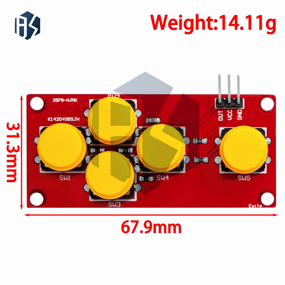 5 Keys AD Analog Keypad Input Module Arduino Zpaxo