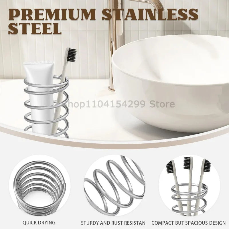 Stainless Steel Toothbrush Holder Bathroom Accessories Tool Toothpaste Makeup Brush Storage Rack Home Decoration Brush Holder Zpaxo