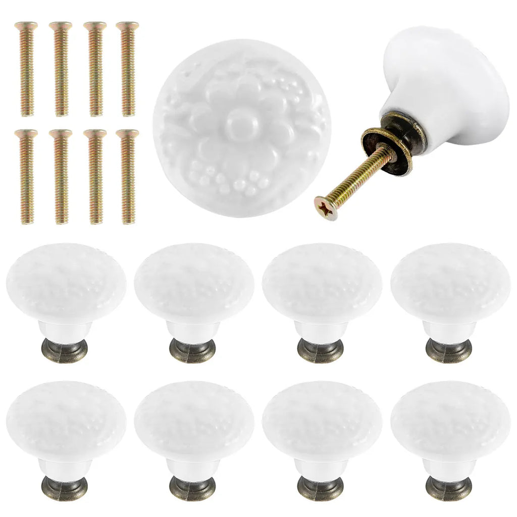 10 Pcs Drawer Pull Handles Round Cabinet Knobs Vintage Ceramic Door Knobs for Closet Cupboard Wardrobe Dresser Kitchen Furniture Zpaxo
