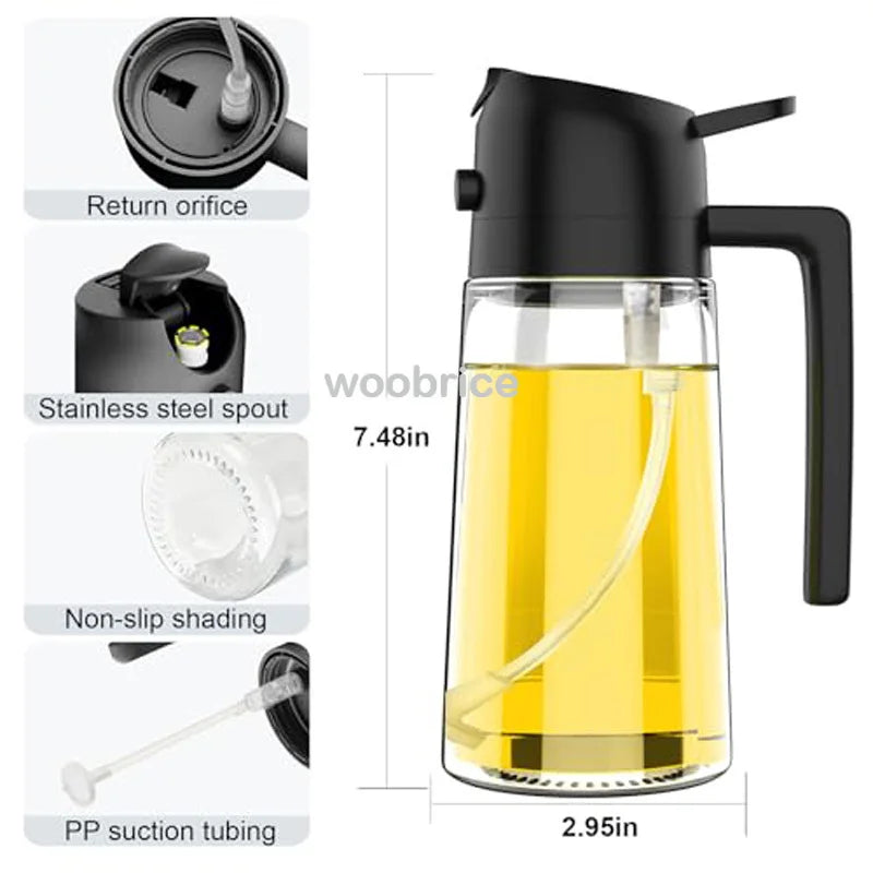 2in1 Kitchen Spray Oil Dispenser Oil Sprayer Polisher Or Only Brush Spray for Air Fryer Salad Grilling Roasting Cooking Kitchen Zpaxo