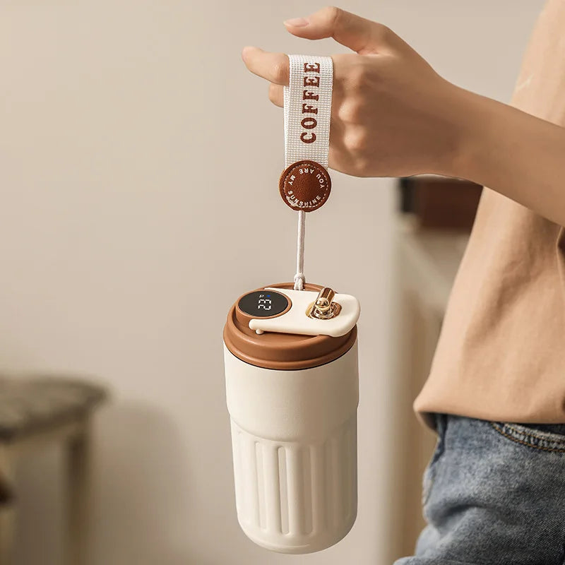 450ml Thermos Bottle Smart Display Vacuum Cup Office Coffee Cup Business Portable Temperature 316 Stainless Steel Thermal Mug Zpaxo