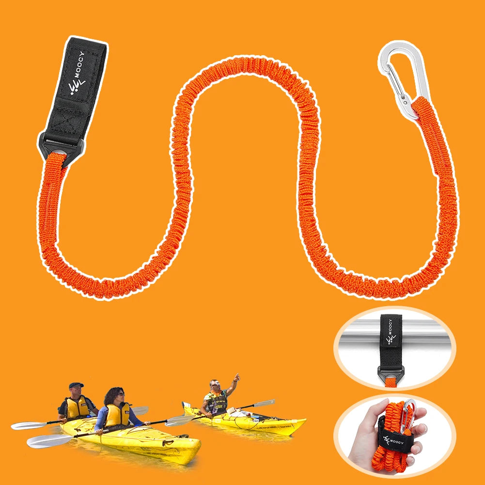 Kayaks Paddle Leash Stretchable Rod Carabiner Fishing Tool Pole