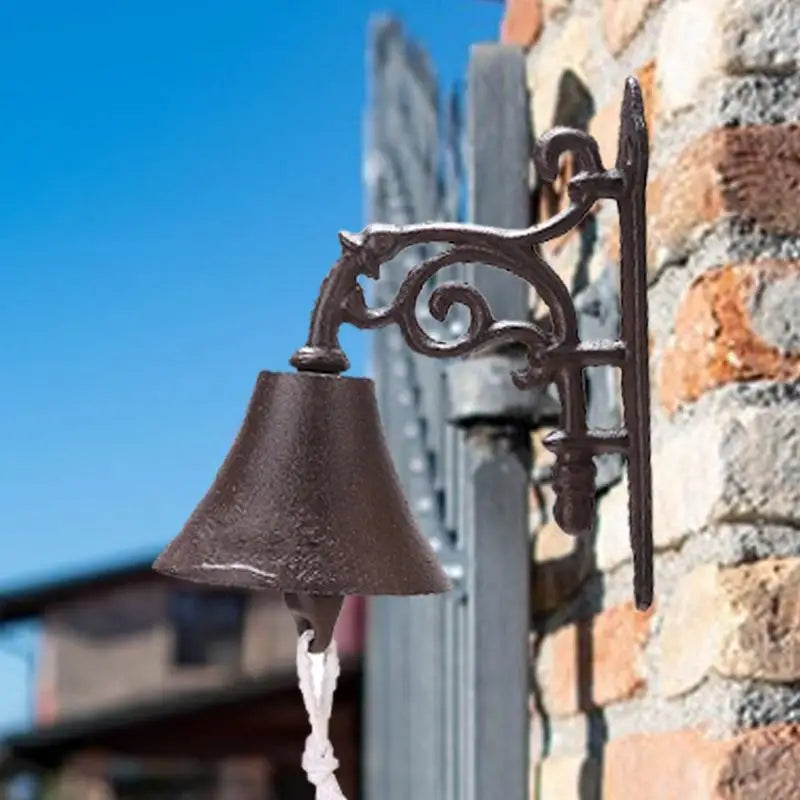 Door Bell Cast Iron Antique Country House Look, Loud Sound, Front Door Wall Bell, Garden Decoration, Weatherproof Zpaxo