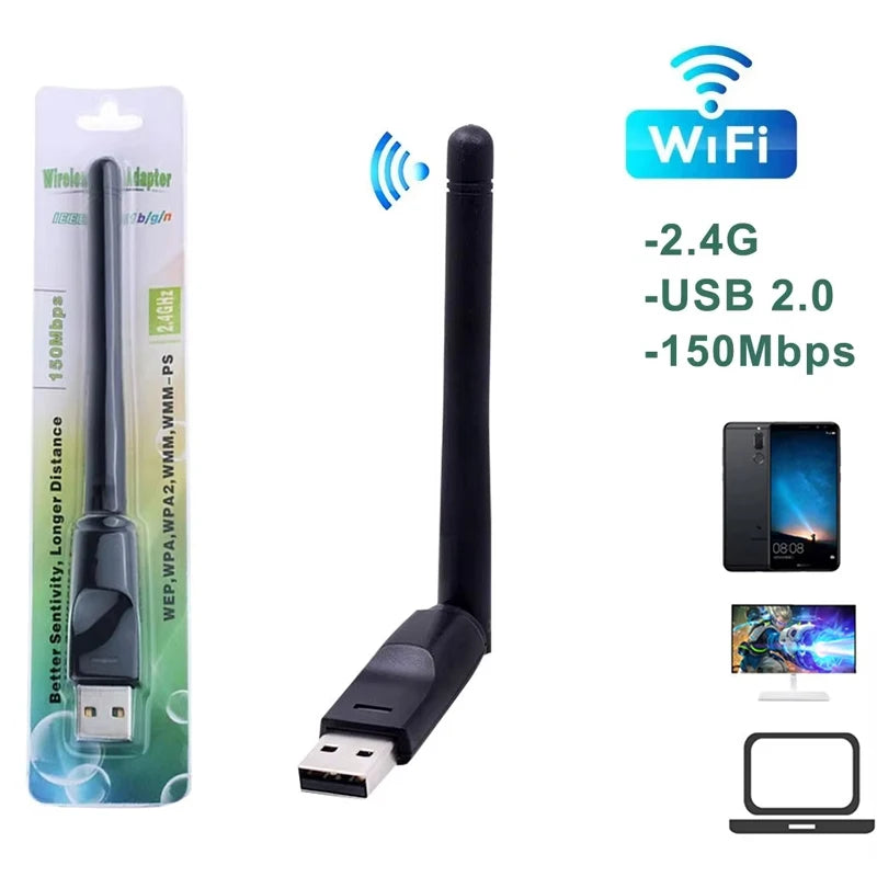 150Mbps Wireless LAN Dongle USB Wifi Receiver Adapter Port Devices