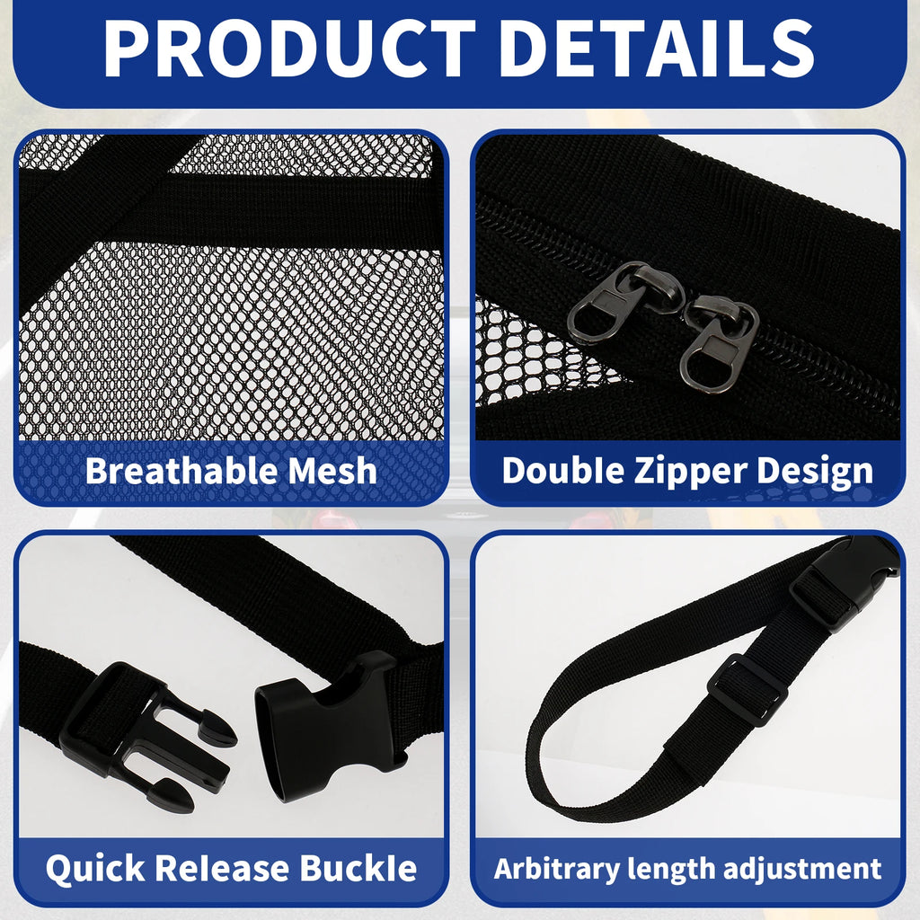 Triangular Ceiling Storage Net Double-Layer Mesh Net Anti-Fall SUV Roof Organizer Adjustable Car Interior Cargo Storage Bag 2024 Zpaxo