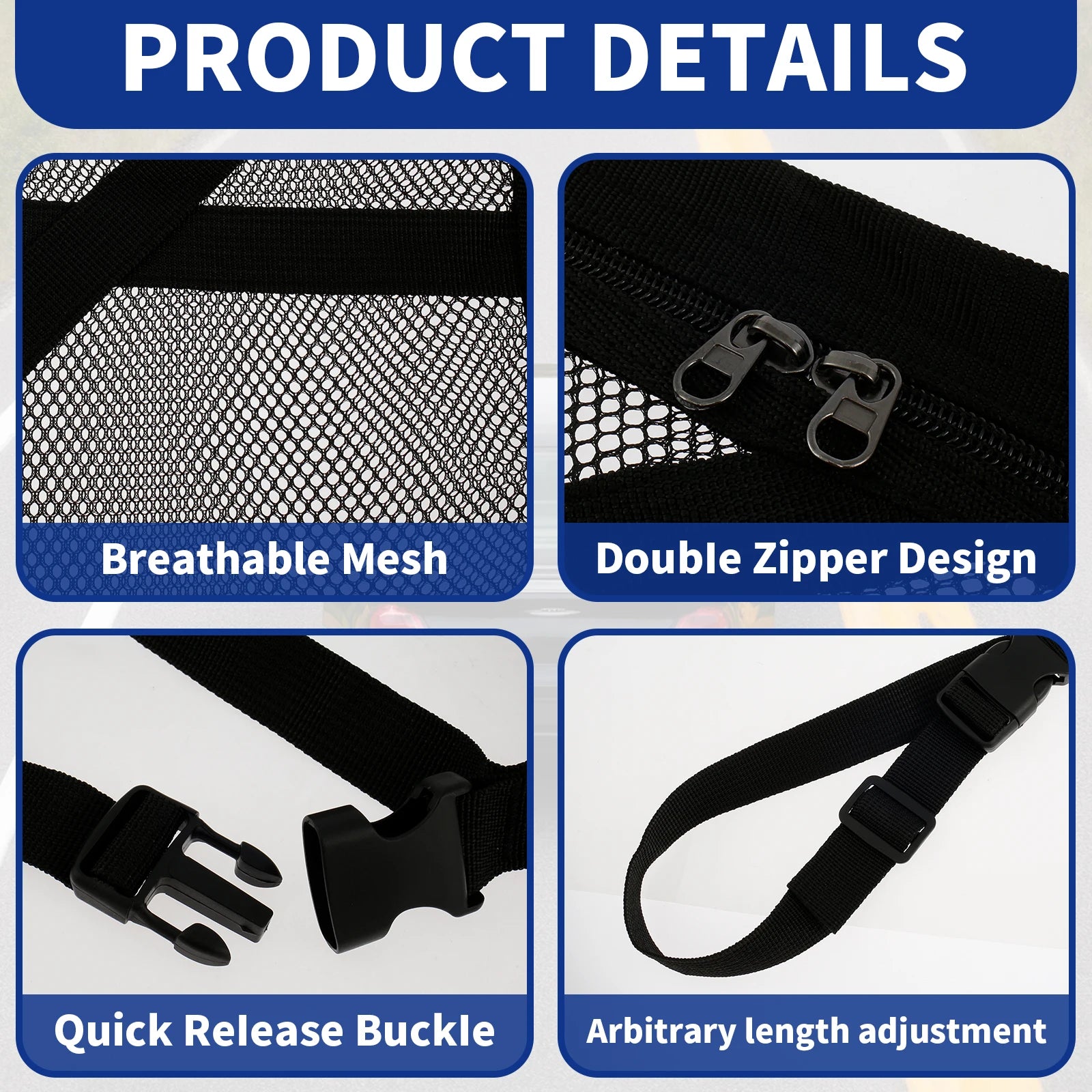 Triangular Ceiling Storage Net Double-Layer Mesh Net Anti-Fall SUV Roof Organizer Adjustable Car Interior Cargo Storage Bag 2024 Zpaxo