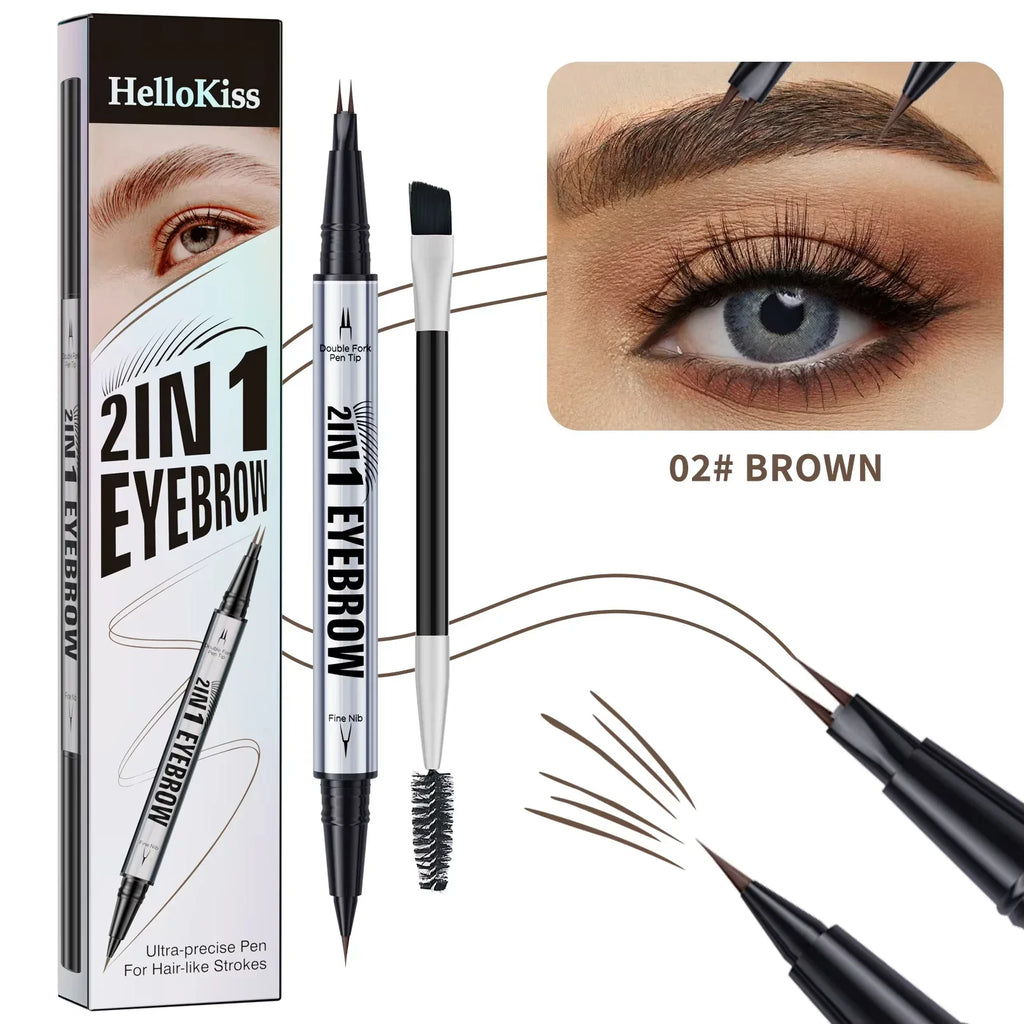 5 Colors Two-pronged Eyebrow Pencil Waterproof Liquid Curved Pen Fork
