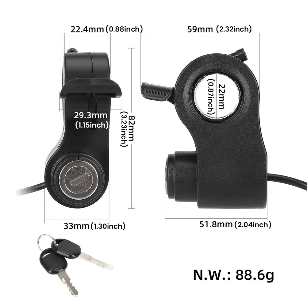 3- E-scooter Ignition Lock Keys Power Key Throttle Accelerator