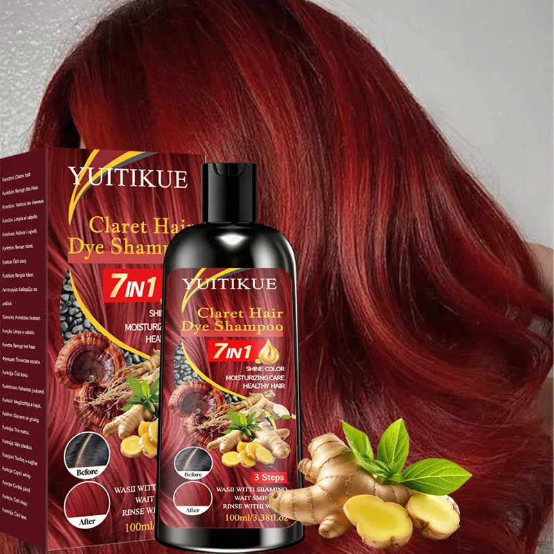 YUITIKUE Claret Color Shampoo 7-in-1 Gentle Hair Dye | Nourishing Hair Dye Shampoo Zpaxo