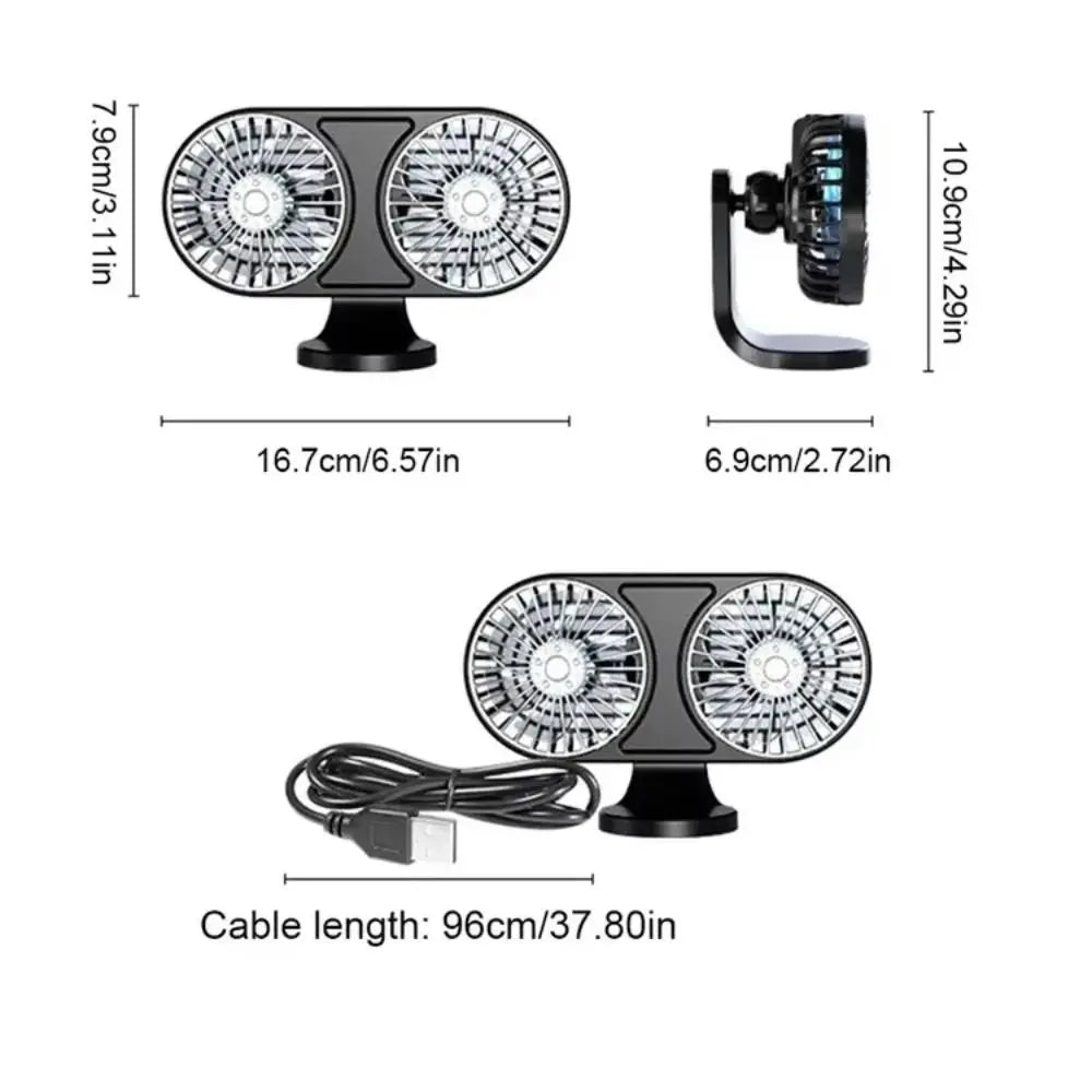 Mute 5 V Mini Fan Low Noise Dual-head Auto Electric 360 Rotating 3 Zpaxo