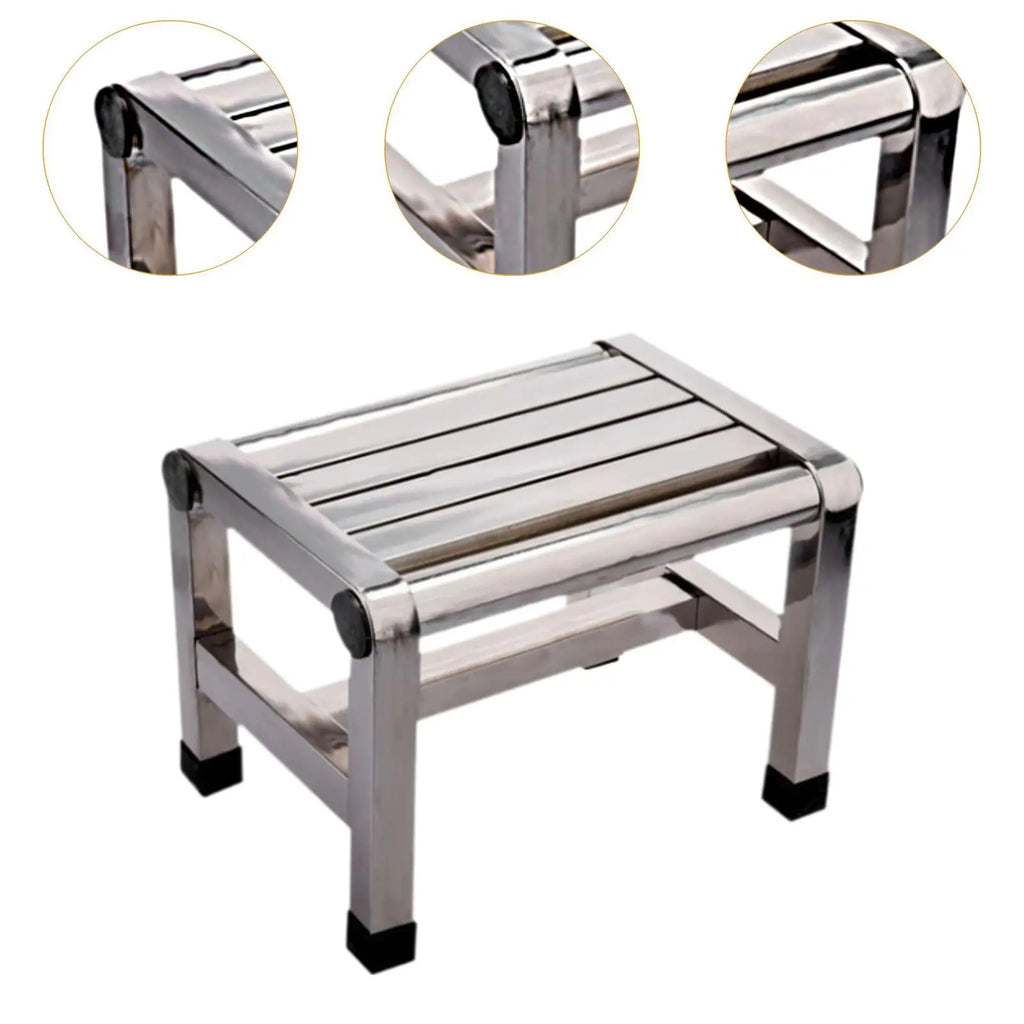 Shower Stool Non Slip Multifunctional Portable Metal Step Stool Foot Rest for Bedside Apartment Bedroom Kitchen Living Room Zpaxo