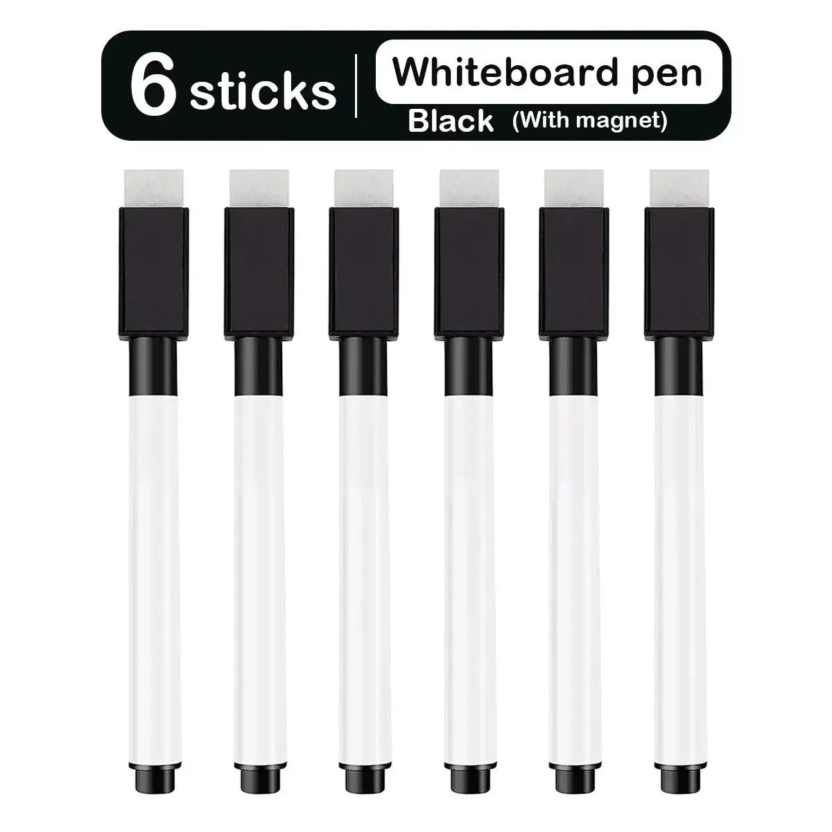 6/8Pcs Magnetic Erasable Whiteboard Pen Color Options Numbering Stationery Office Teaching Supplies For Whiteboard Student Note Zpaxo 6PCS-Black
