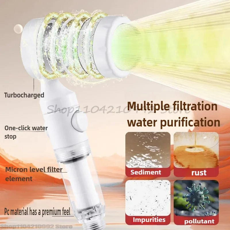 Portable Pressurized Filtration Shower Head with Antibacterial Nozzle for Water Purification Suitable for Travel and Hotels Zpaxo