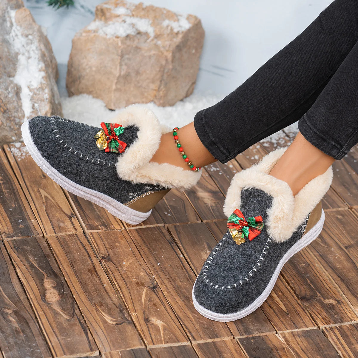 Women Ankle Boots 2025 New Thickened Fluff Lined Snow Boots Easy To Wear Short Fashionable Shoes Warm Cotton Flats Shoes Women Zpaxo Red 39