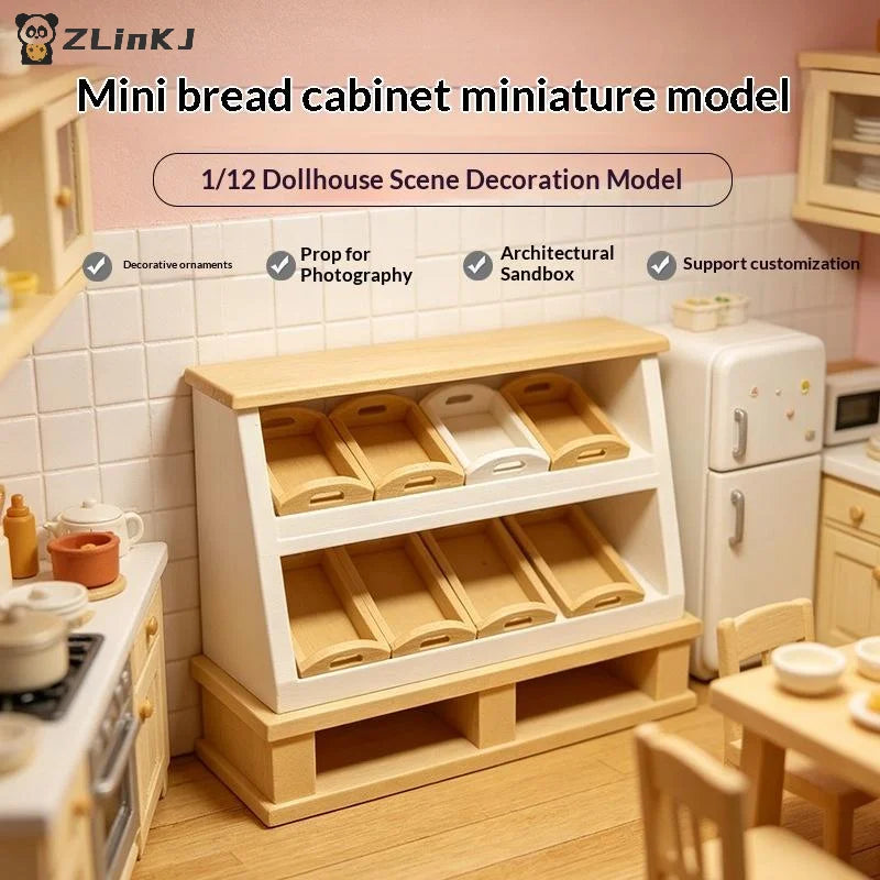 Mini Bread Rack Cupboard Storage Shelf Model 1 12 Dollhouse Miniature Zpaxo