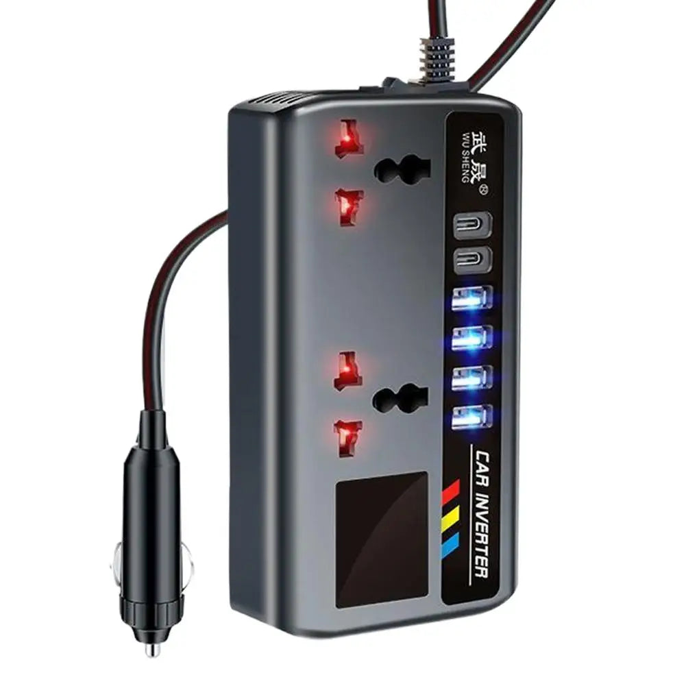 Portable Automotive Charger Inverter 12V/24V To 220V Car Inverter Converter Fast Charging Ports 3 USB Ports Vehicle Accessories Zpaxo B
