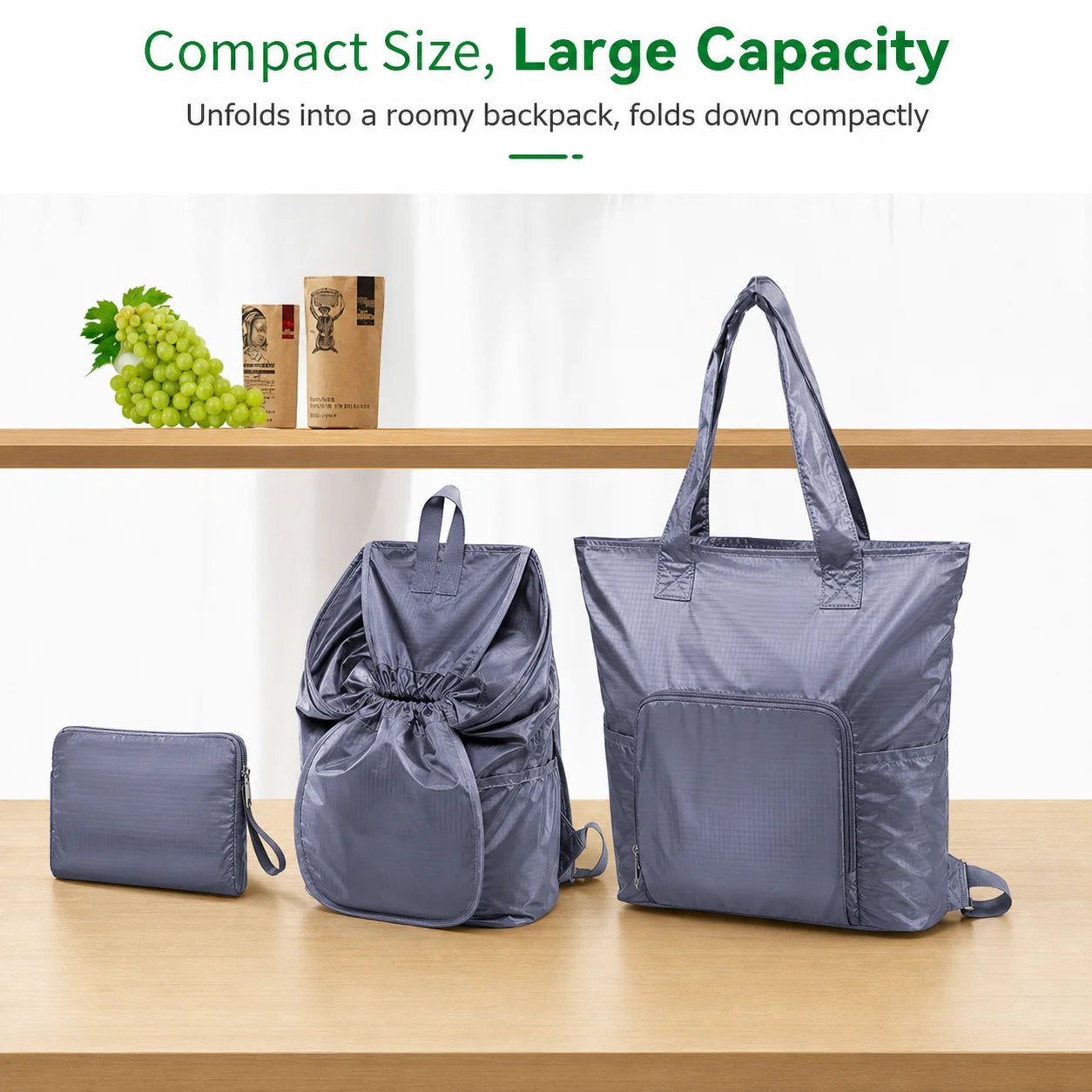 Foldable Water-Resistant Oxford Tote Bag – 20KG Grocery Bag Reusable Tote Bag Zpaxo