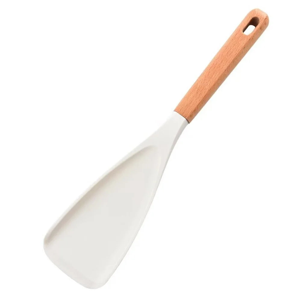 Multifunction Silicone Cooking Spoon Spatula Nonstick Cookware Heat Zpaxo WHITE