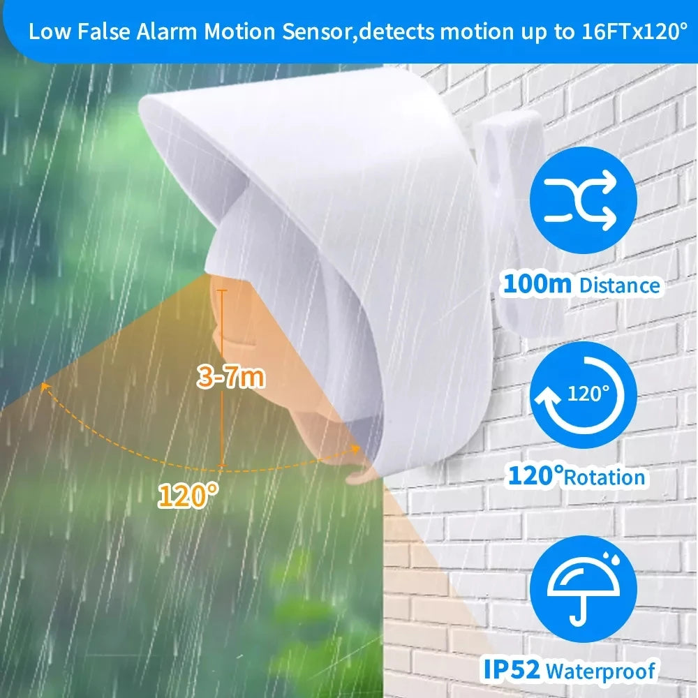 Smart Waterproof Doorbell AC110-240V Security Alarm Sensor for Yard EU/US Plug Driveway Doorbell Zpaxo