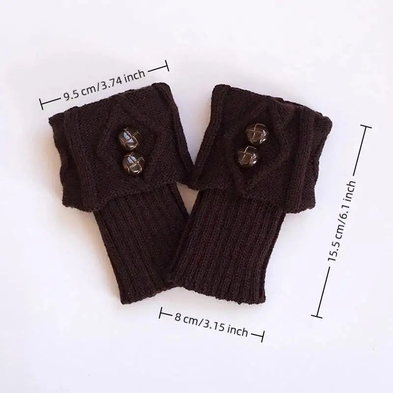 1 Pairs Autumn Winter Women's Short Rhombus Flip 2 Button Foot Warmer Zpaxo