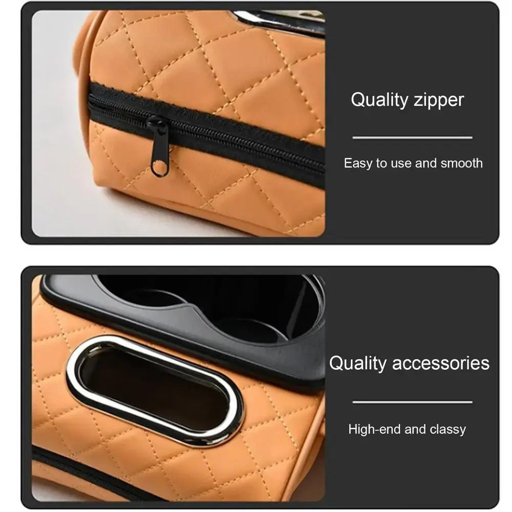 Cup Holder Armrest Heightening Cushion Large Capacity Side Storage Pockets Car Console Console Pillow Easy To Install Tissue Box Zpaxo