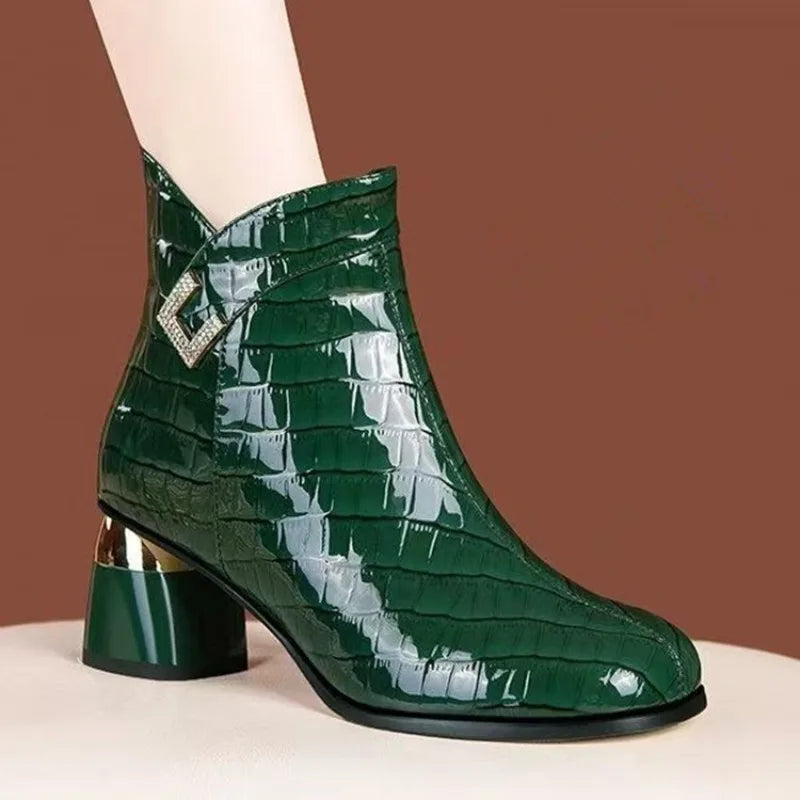 Trend Women Ankle Boots 2025 New Fashion Autumn Female Shoes Retro Belt Buckle Work Shoes Thick Heels Platform Short Boots Women Zpaxo