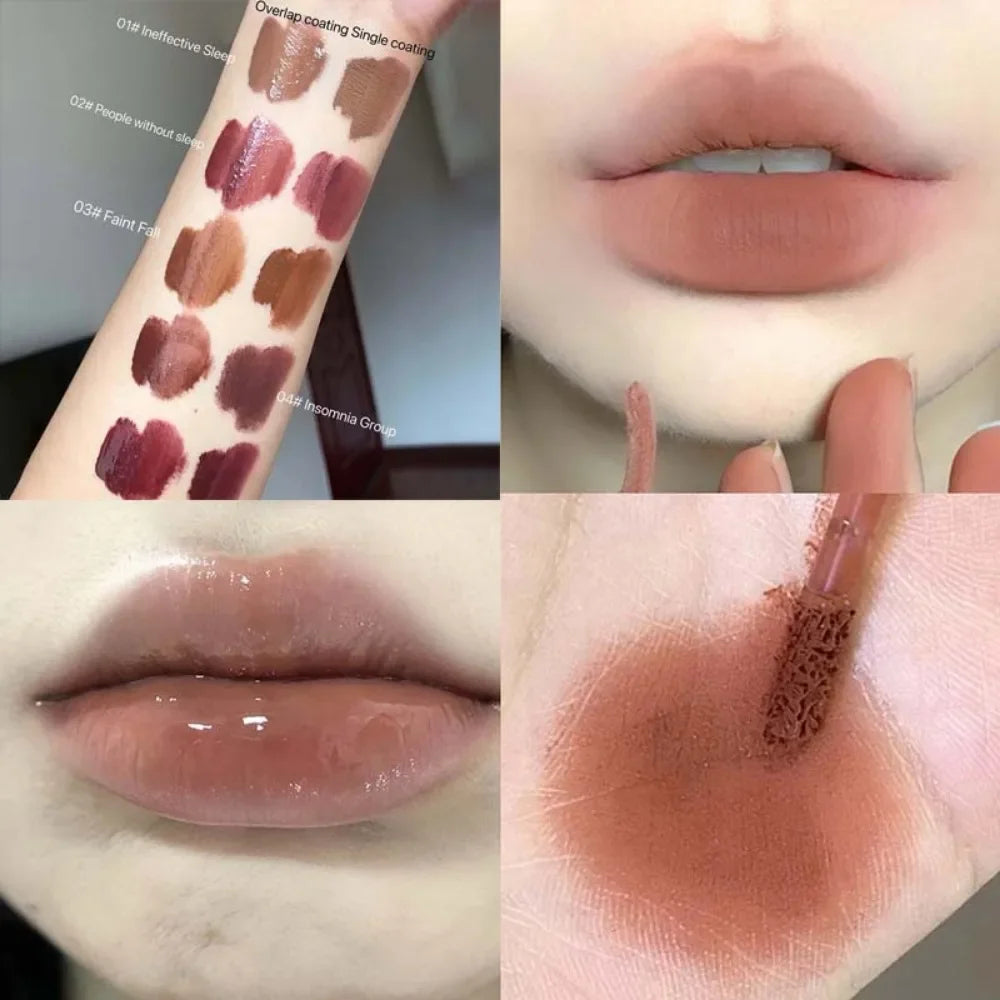 Matte Lip Glaze Double Head Mirror Lipstick Moisturizing Water Gloss Zpaxo